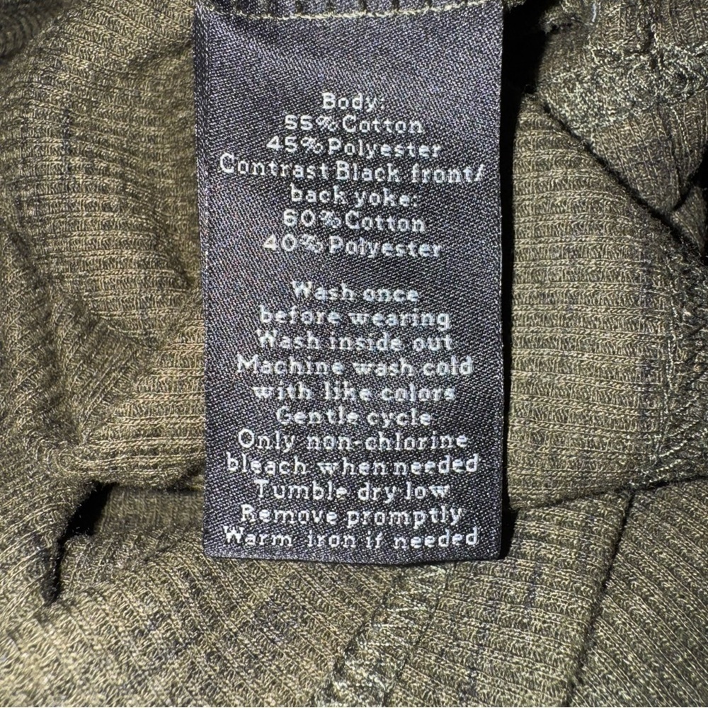 Rock & Republic Men’s Hooded Henley SZ XL Olive Green W/ Black Yoke Soft Light - Picture 4 of 6